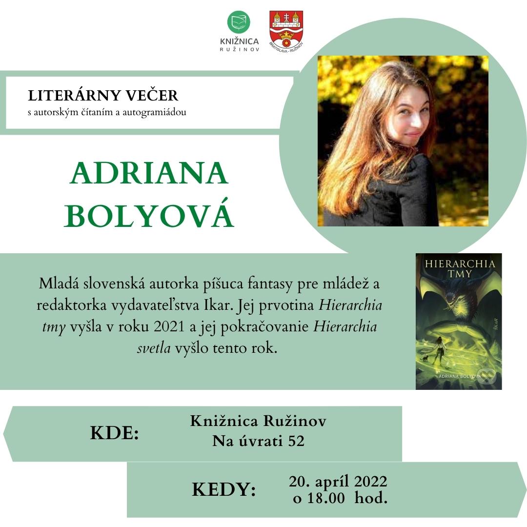 Literárny večer s… Adriana Bolyová (IG)