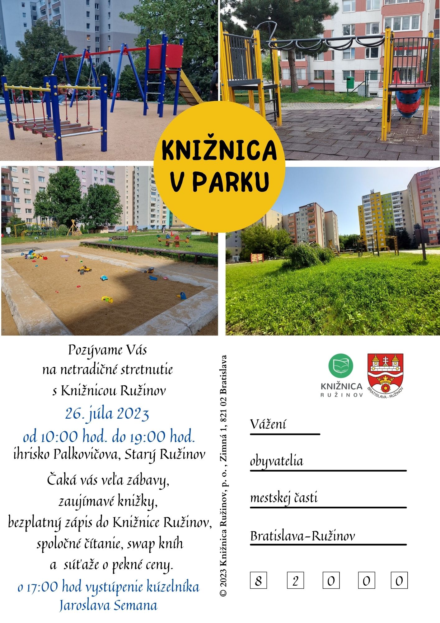 Knižnica v parku Ihrisko Palkovičova – 26.7.2023 – A4