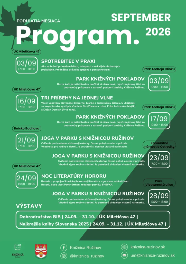 Program Knižnice Ružinov – September 2026